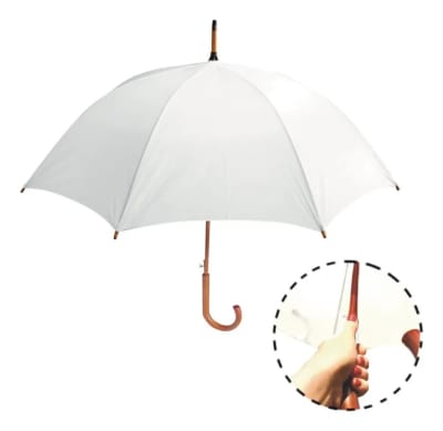 Paraguas con Mango Curvo de Madera Blanco