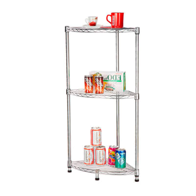 Estantería Metálica Cromada Esquinera de 3 Niveles