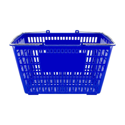 Canasto Plástico Con Manillas Metálicas Color Azul