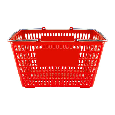 Canasto Plástico Con Manillas Metálicas Color Rojo