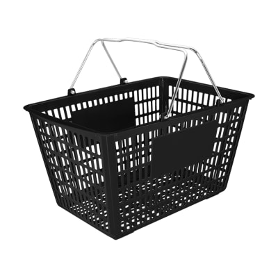 Canasto Plástico Con Manillas Metálicas Color Negro