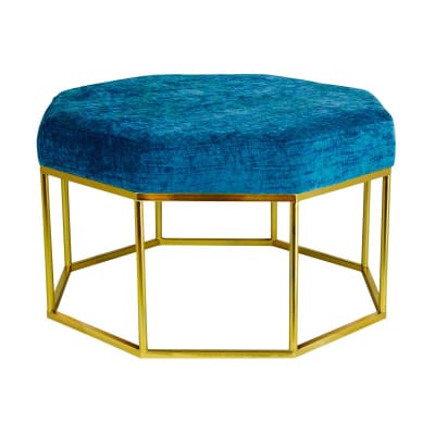 Mesa Pouf con Cojín Aterciopelado Celeste
