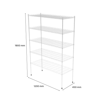 Estantería Metálica Cromada Ancha de 5 Niveles