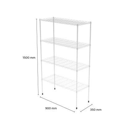 Estantería Metálica Cromada Ancha de 4 Niveles