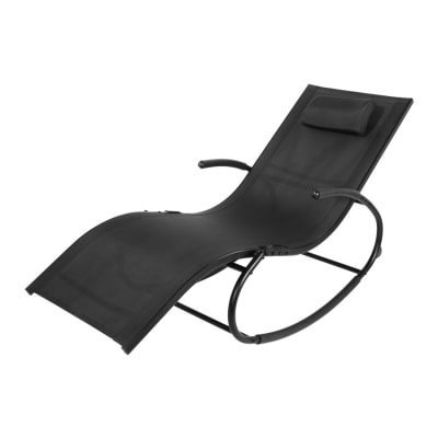 Reposera Mecedora Negra Con Apoya Brazos