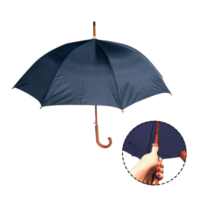 Paraguas con Mango Curvo de Madera Azul Marino