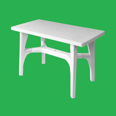 Mesa Plástica Rectangular Blanca Modelo Turin