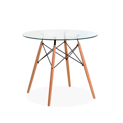 Mesa Eames Cubierta de Vidrio diam 80 cm