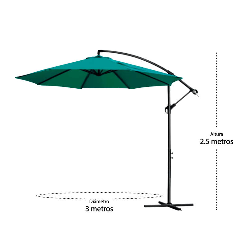 Quitasol Lateral Colgante 3 Metros Color Verde4