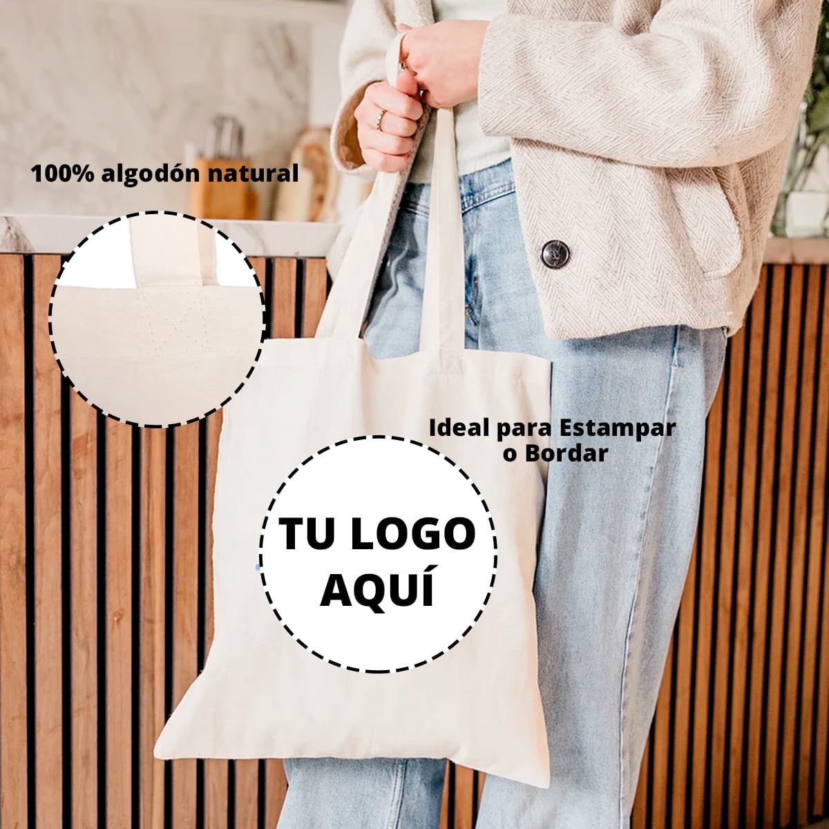 Pack 5 Unid Bolsa Algodon 100% Bco2