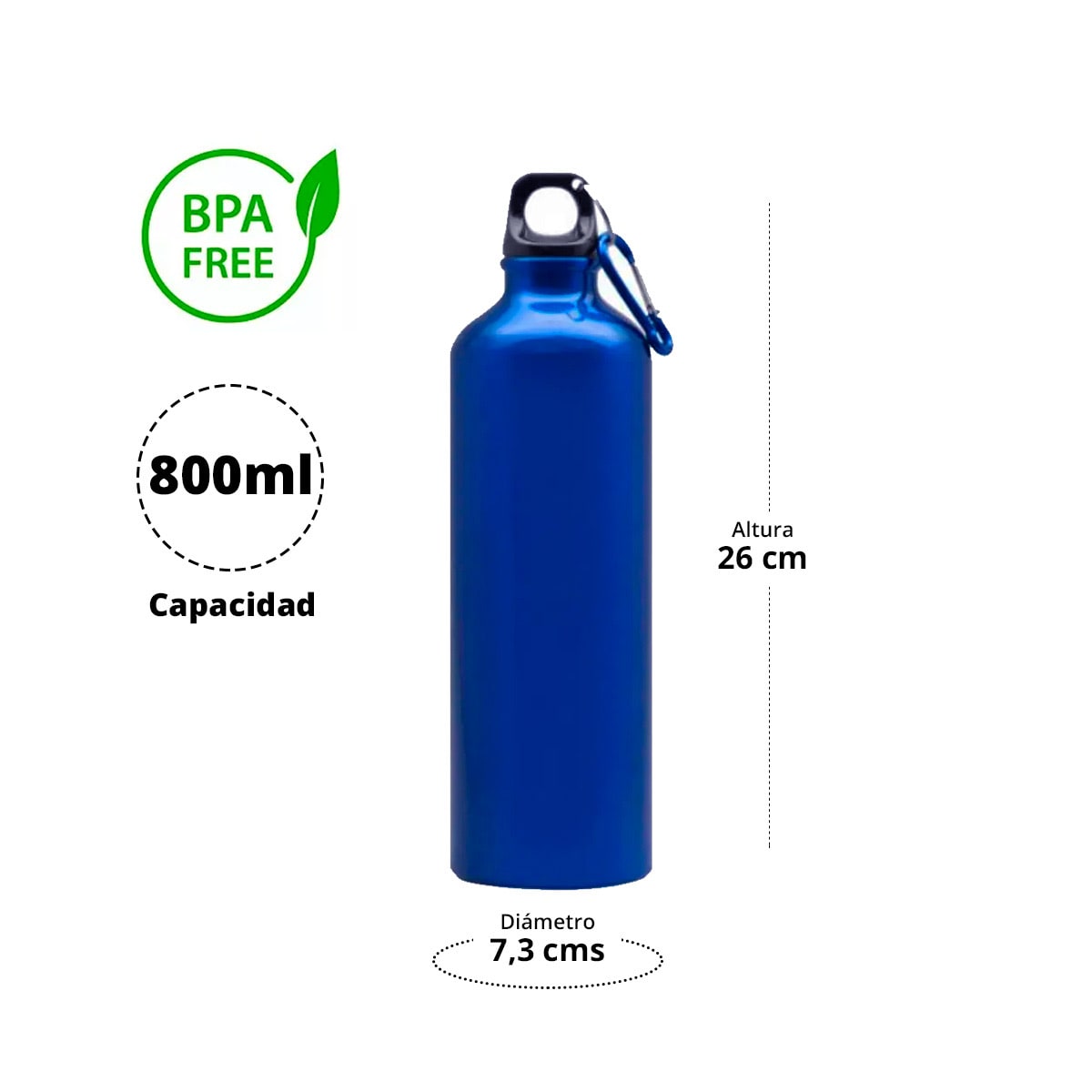 Pack x5 Botella Aluminio 800ml - Naranjo2