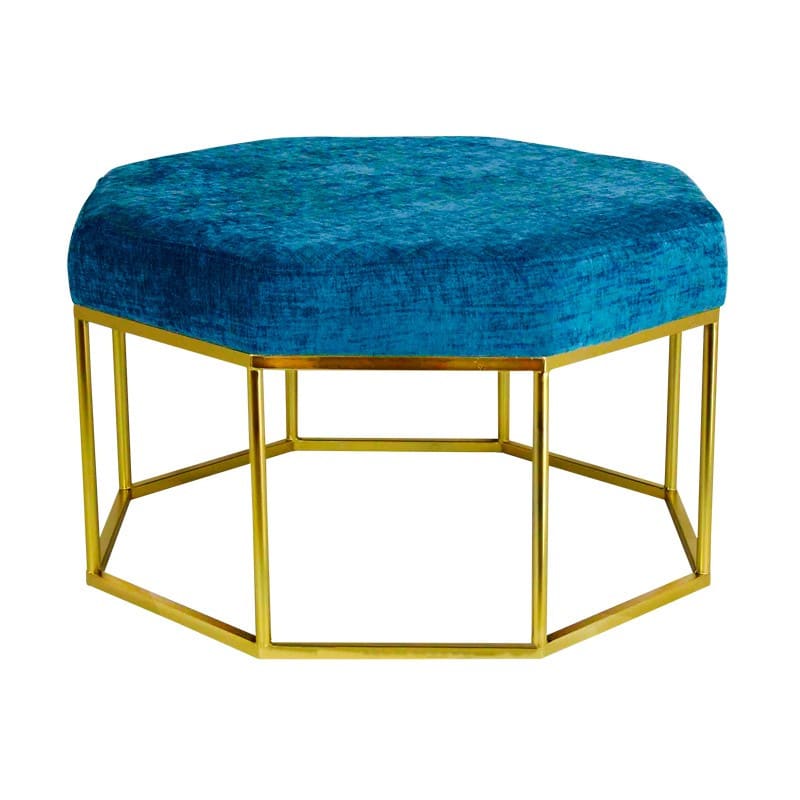 Mesa Pouf con Cojín Aterciopelado Celeste1
