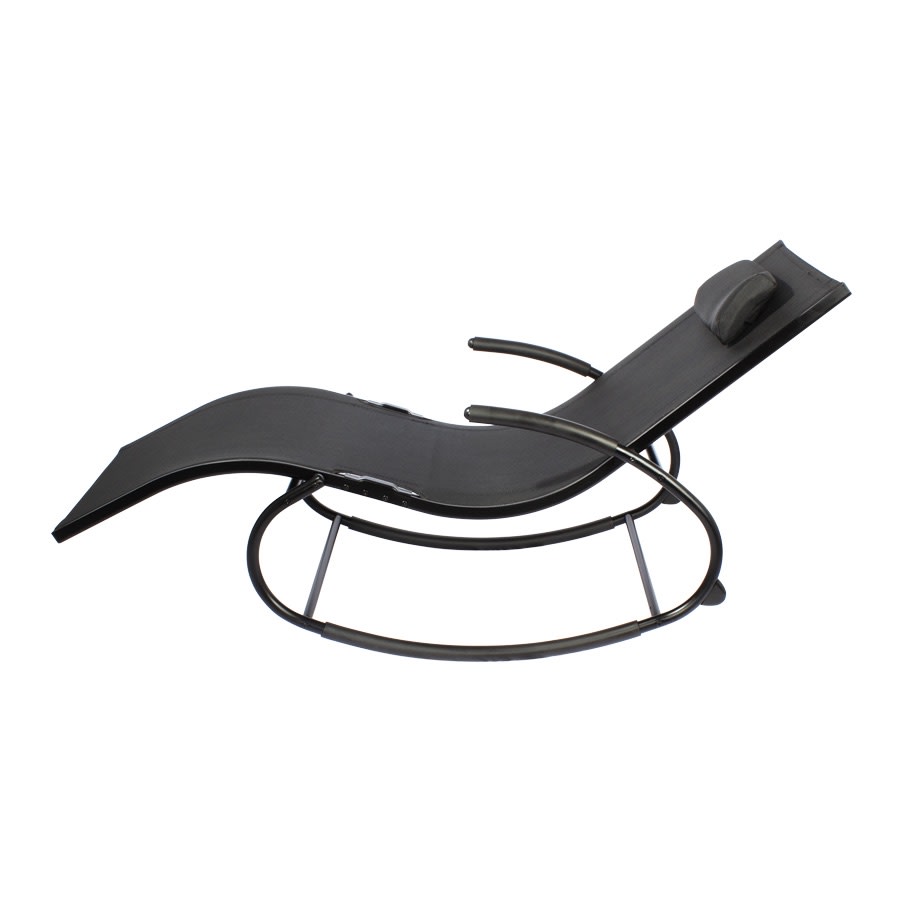 Reposera Mecedora Negra Con Apoya Brazos2