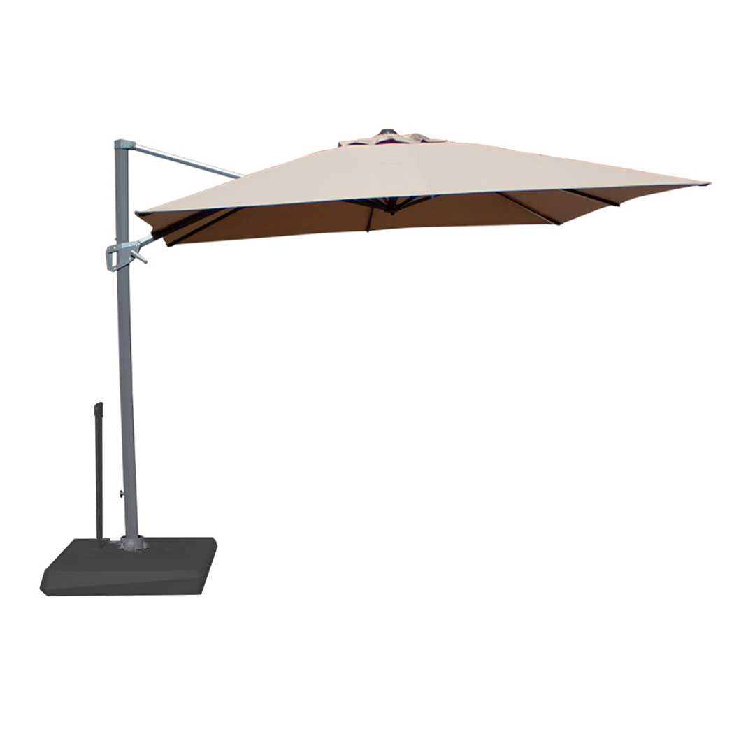 Quitasol Lateral Cuadrado 3x3 Metros Beige Con Base1