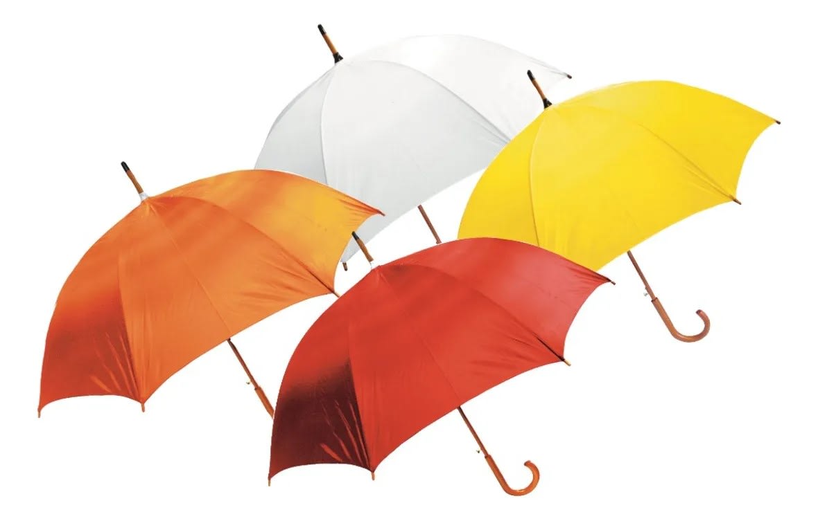 Paraguas con Mango Curvo de Madera Rojo7