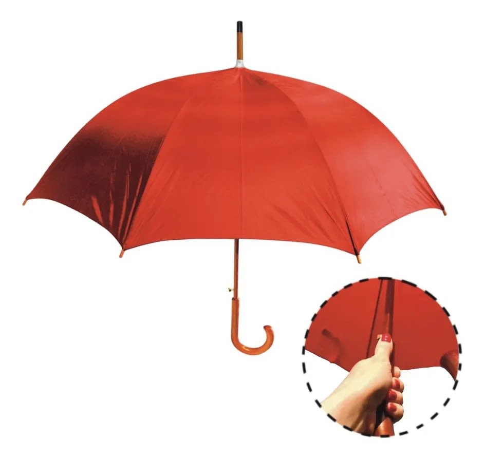 Paraguas con Mango Curvo de Madera Rojo1