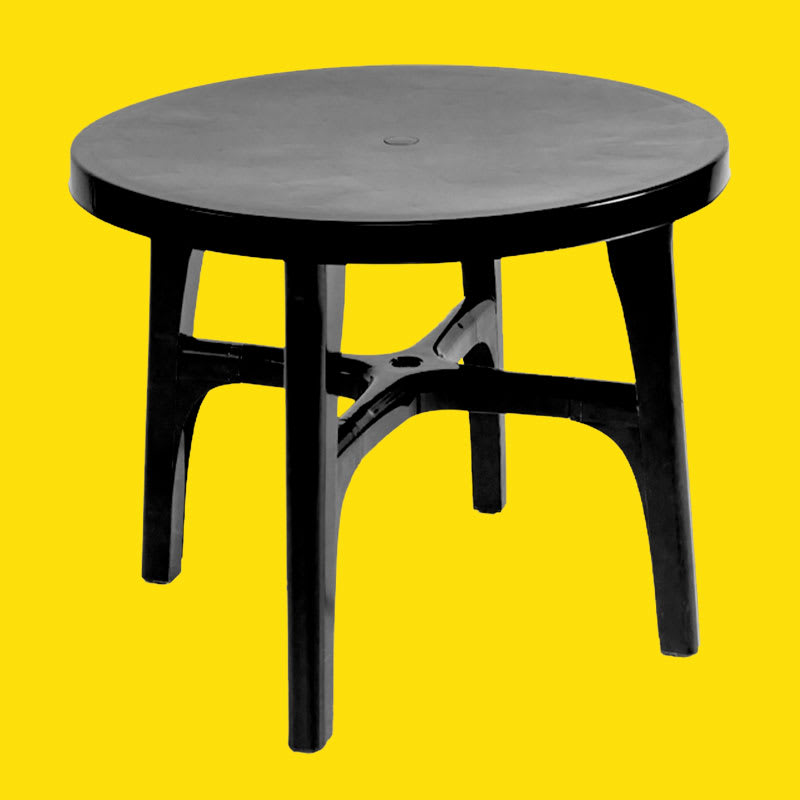 Mesa Plástica Redonda Negra Modelo Milán1