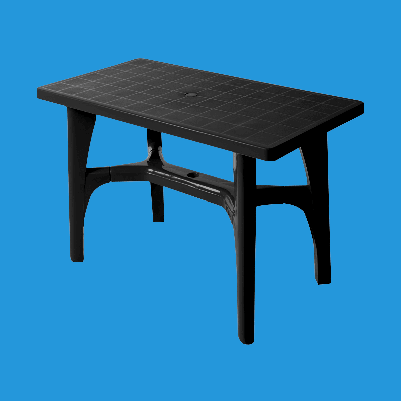 Mesa Plástica Rectangular Negra Modelo Turin1