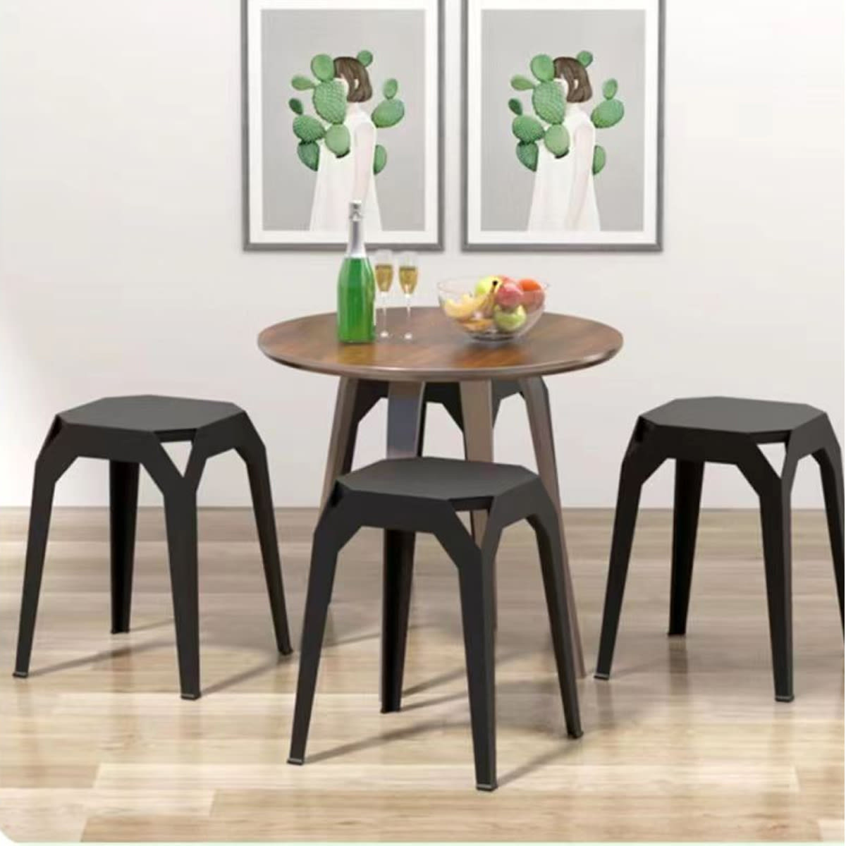 Piso apilable de plástico rígido Negro5