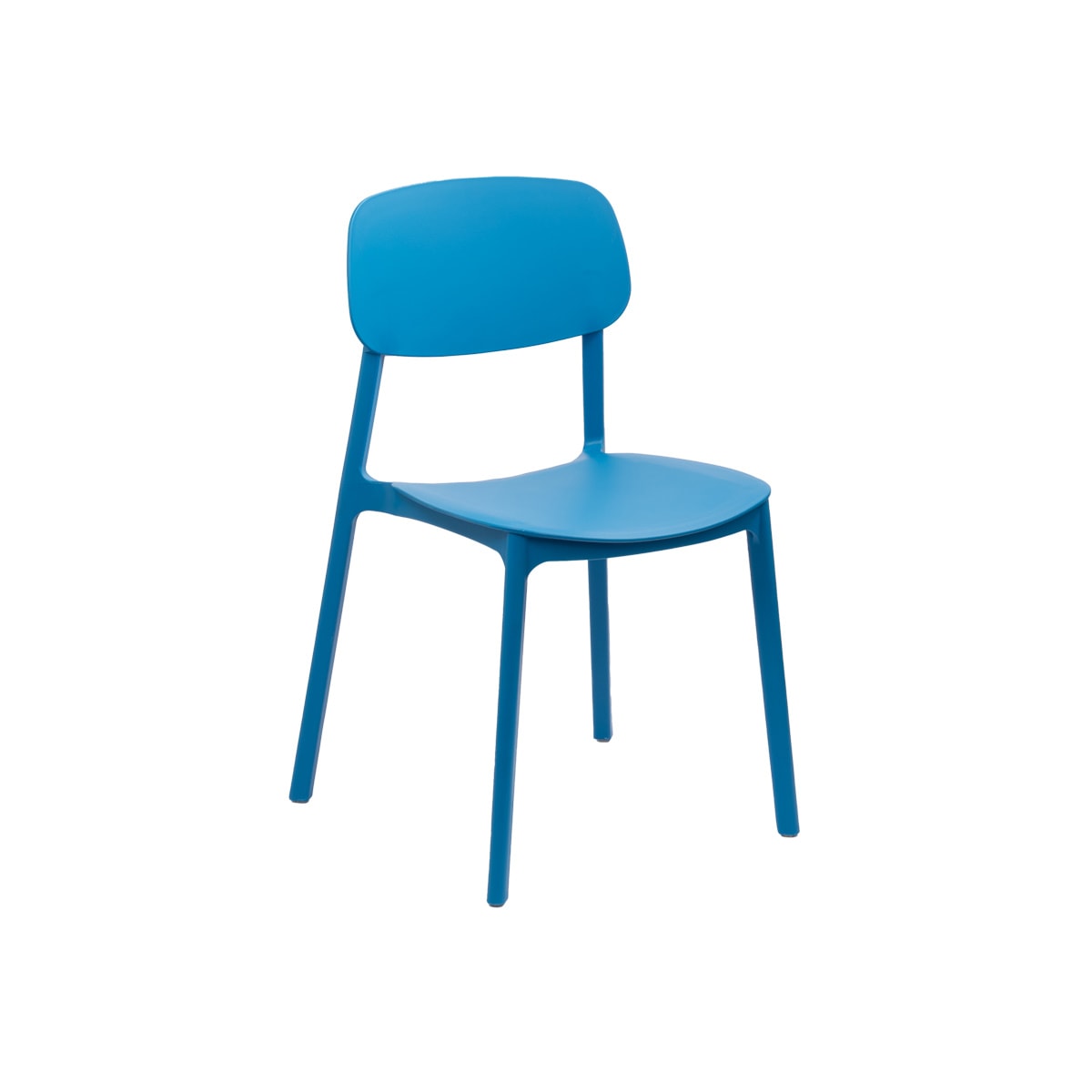Silla Apilable Plastico Rigido Azul1