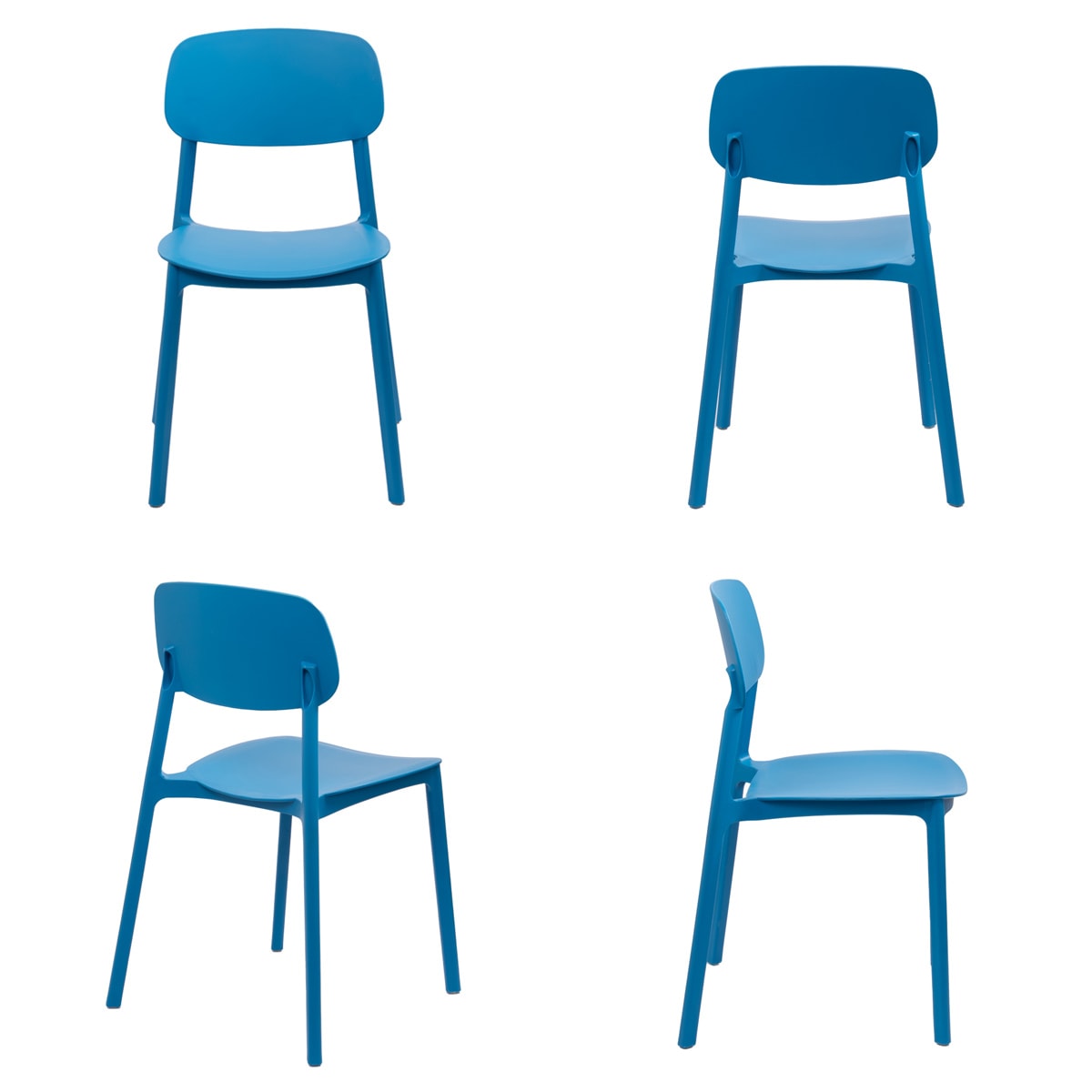 Silla Apilable Plastico Rigido Azul2