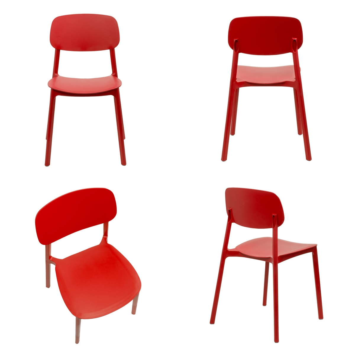 Silla Apilable Plástico Rígido Rojo2