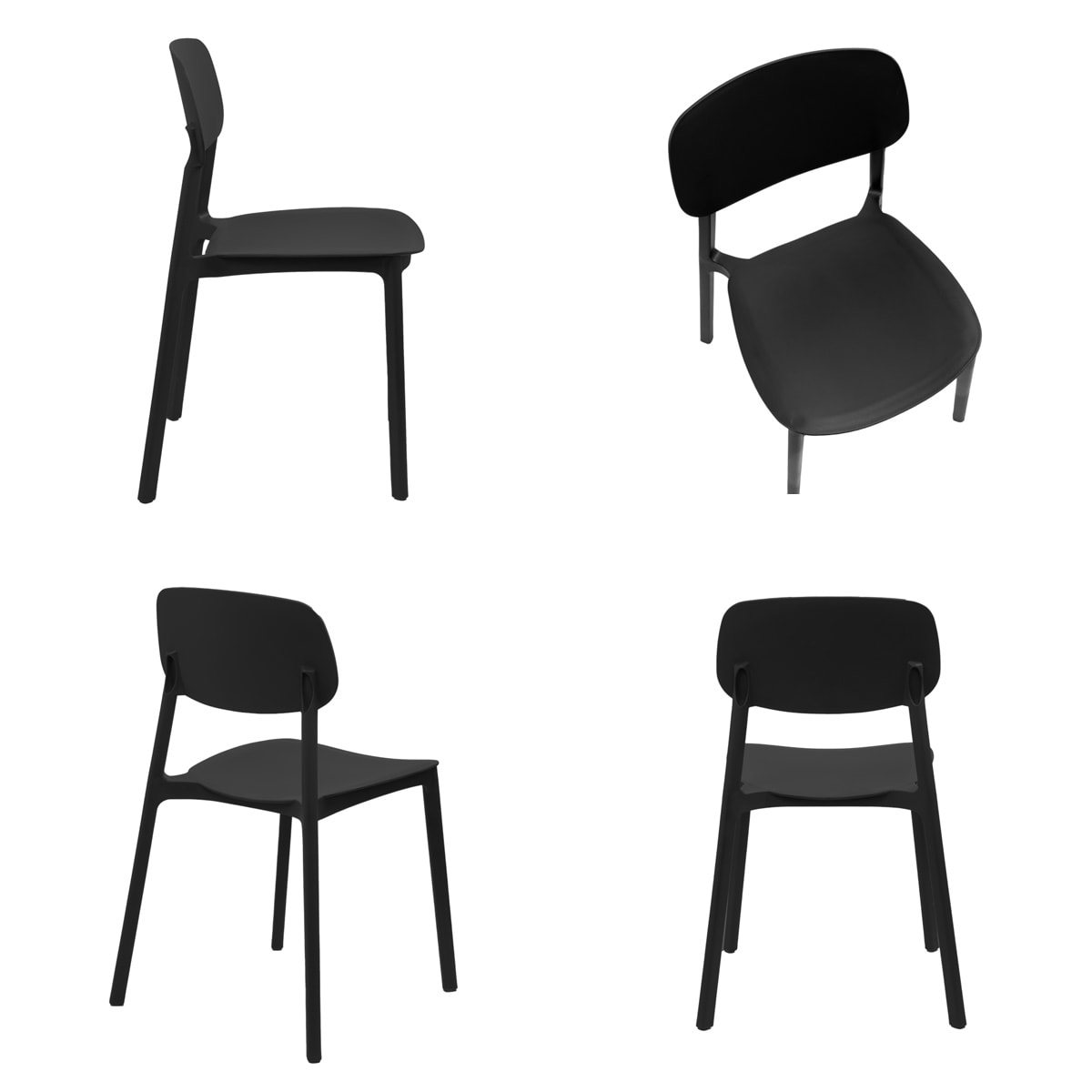 Silla Apilable Plástico Rígido Negro2
