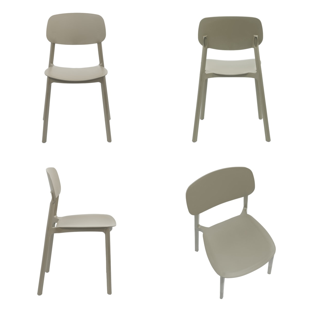 Silla Apilable Plástico Rígido Beige2