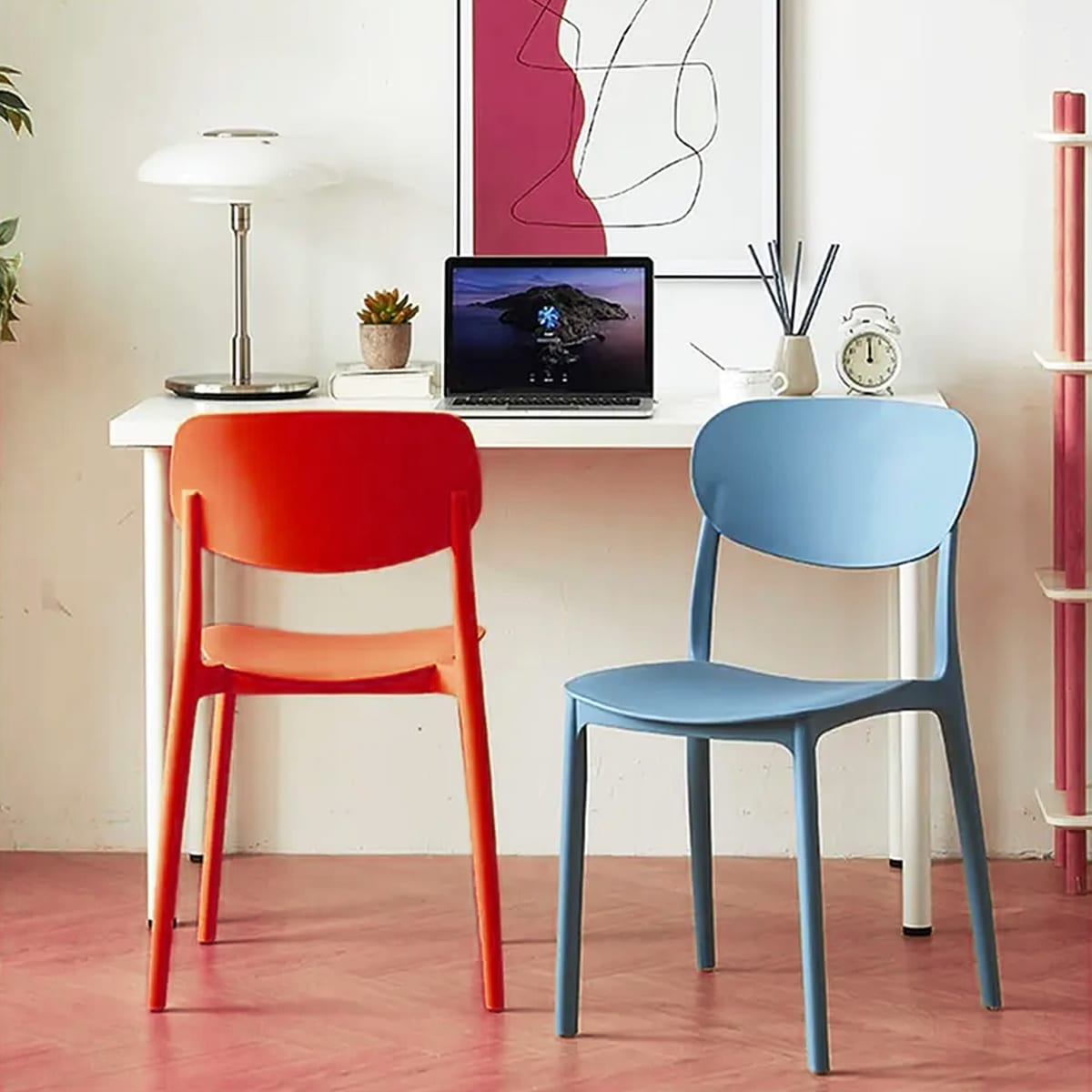 Silla Apilable Plastico Rigido Azul3