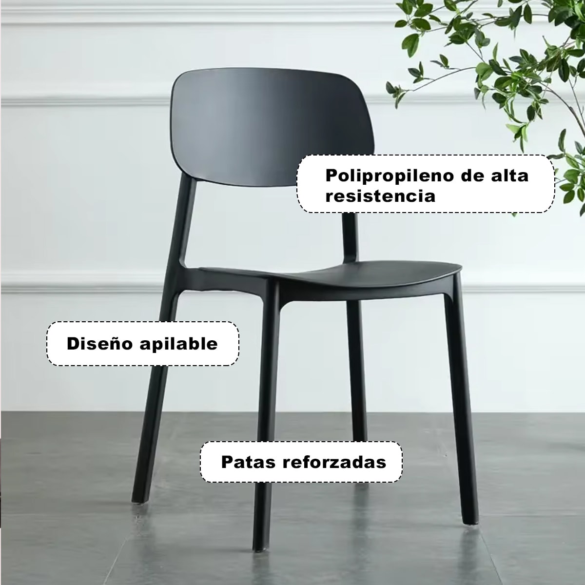 Silla Apilable Plástico Rígido Beige4