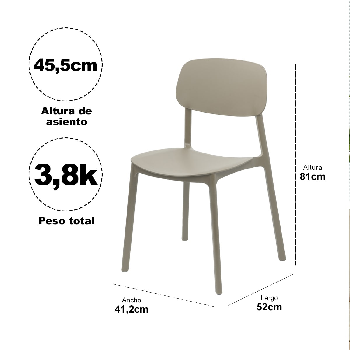 Silla Apilable Plastico Rigido Blanco5