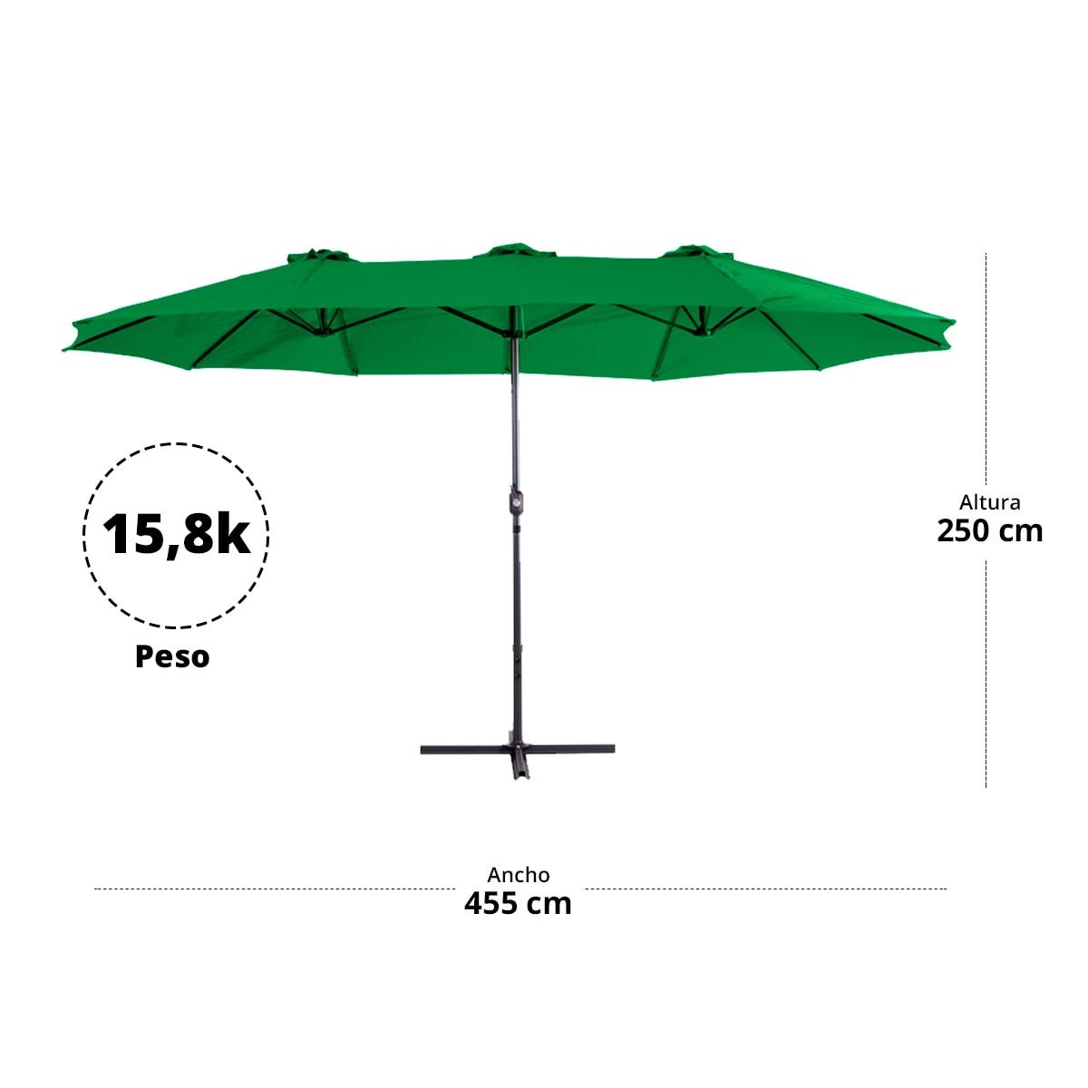 Quitasol Ovalado Doble Modelo Twins Color Negro3