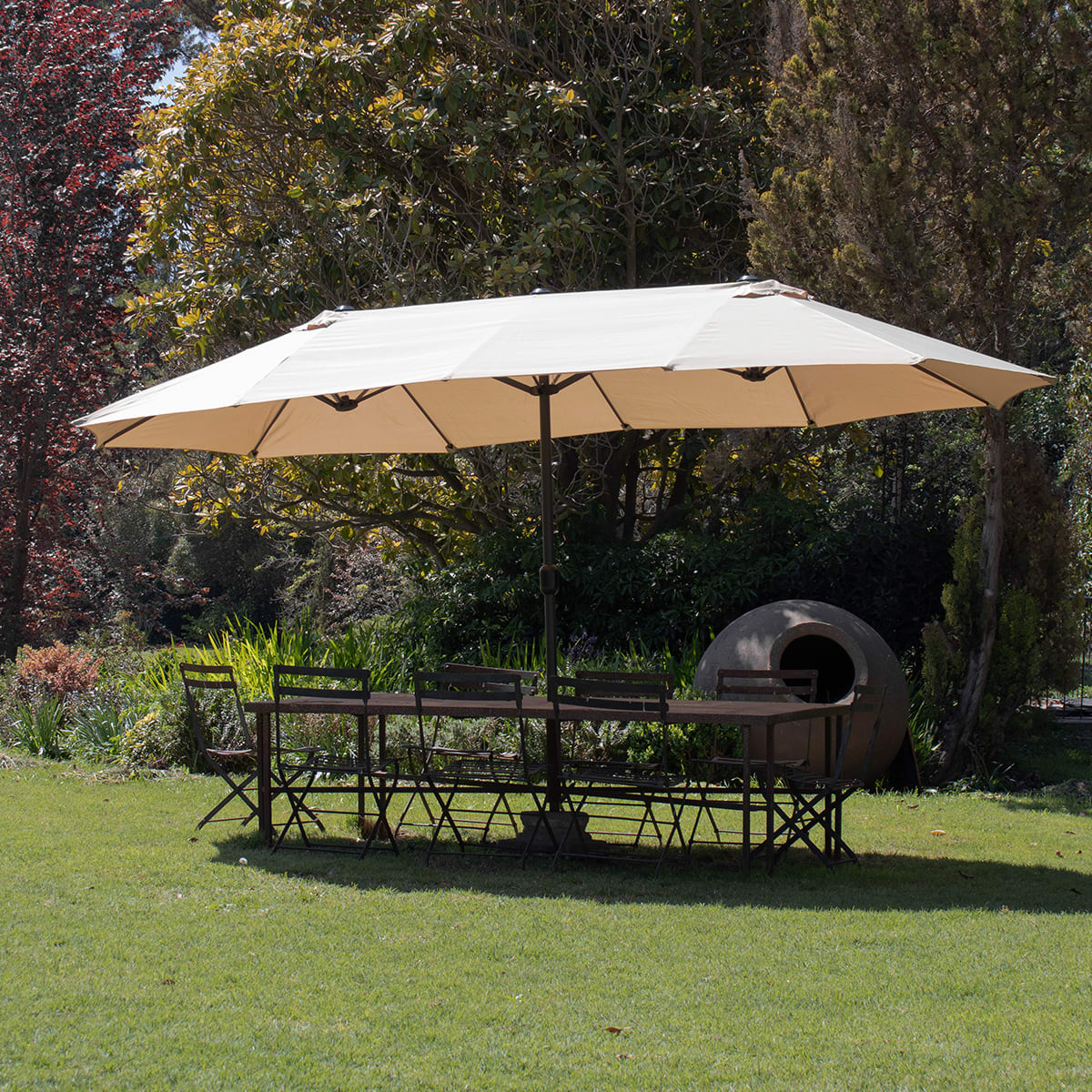 Quitasol Ovalado Doble Modelo Twins Color Beige2