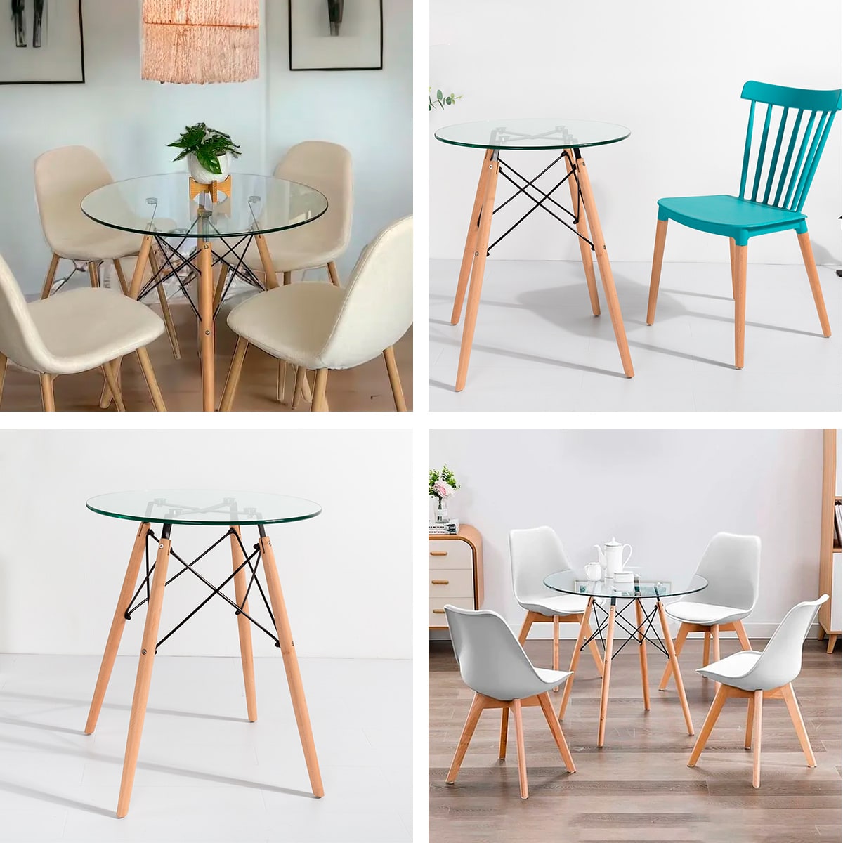 Mesa Eames Cubierta de Vidrio diam 80 cm5