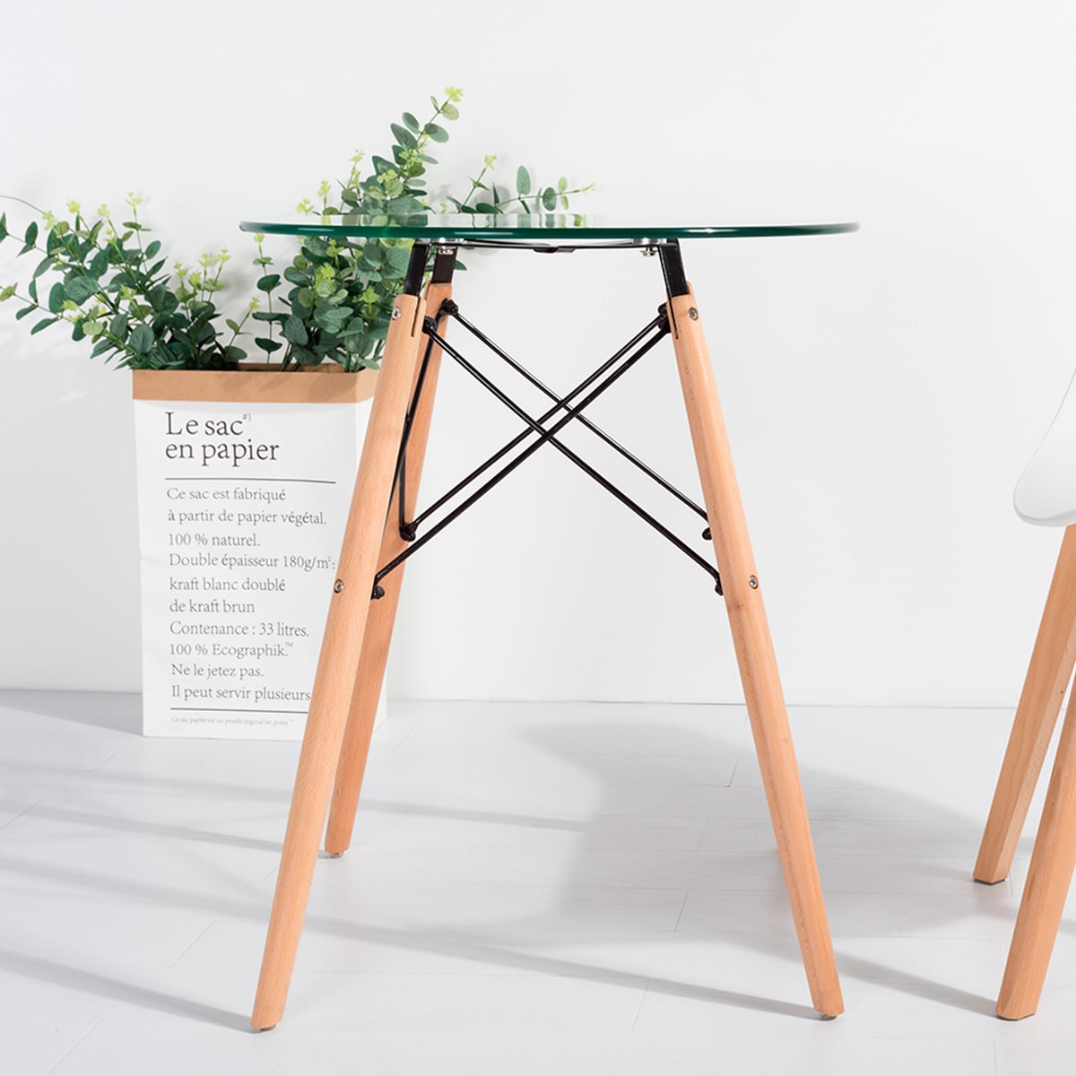 Mesa Eames Cubierta de Vidrio diam 80 cm6