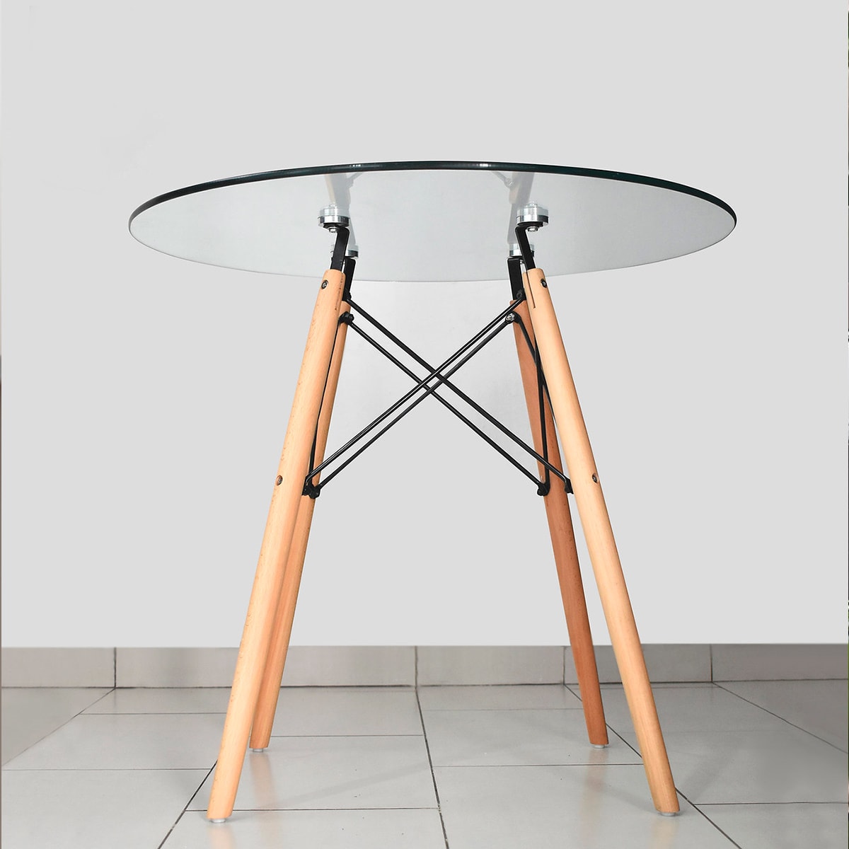 Mesa Eames Cubierta de Vidrio diam 80 cm8