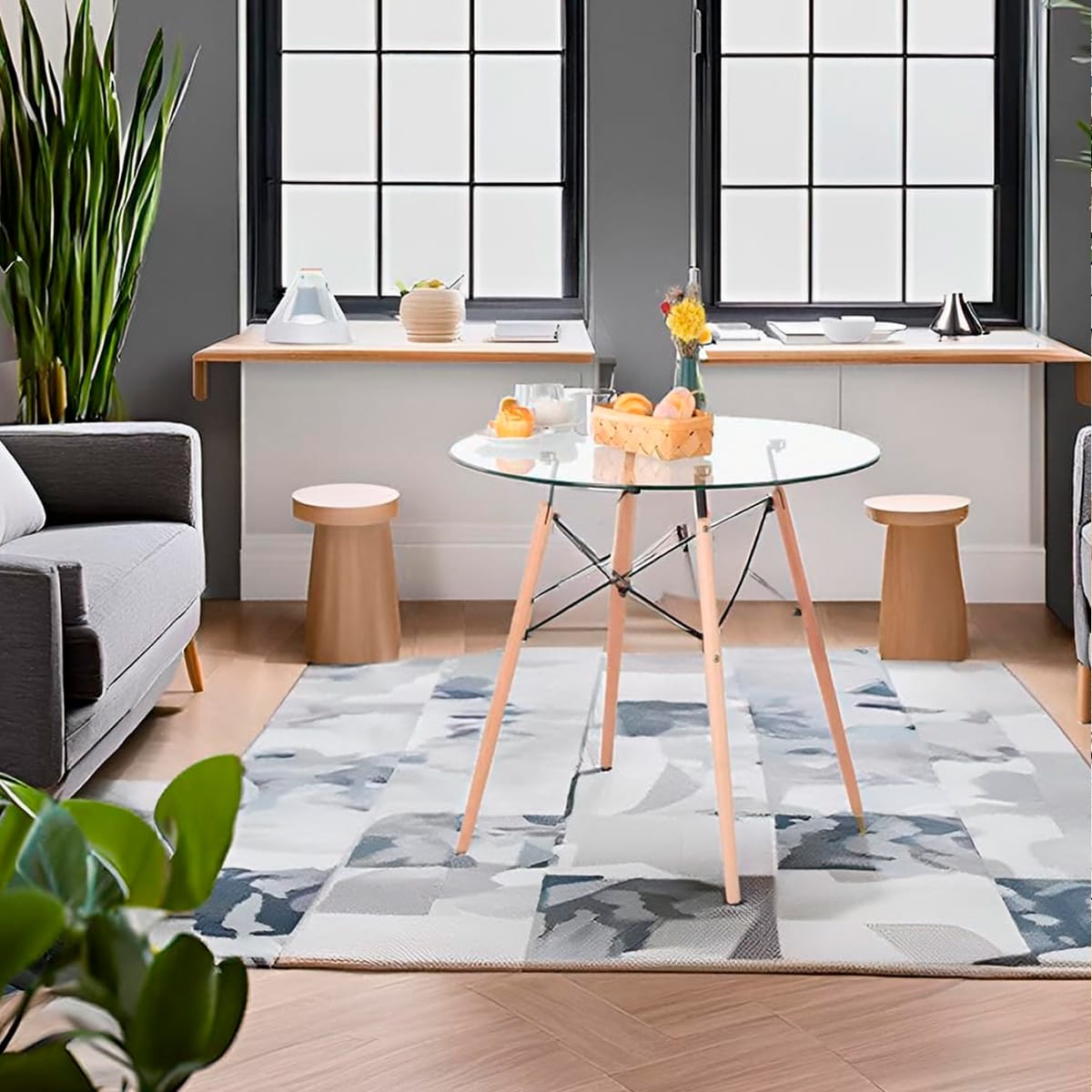 Mesa Eames Cubierta de Vidrio diam 80 cm9