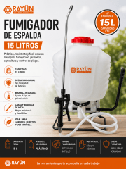Fumigador de Espalda Manual 15 Litros Rayun Blanco