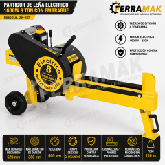 Partidor de Leña Eléctrico 1600W 8 Ton