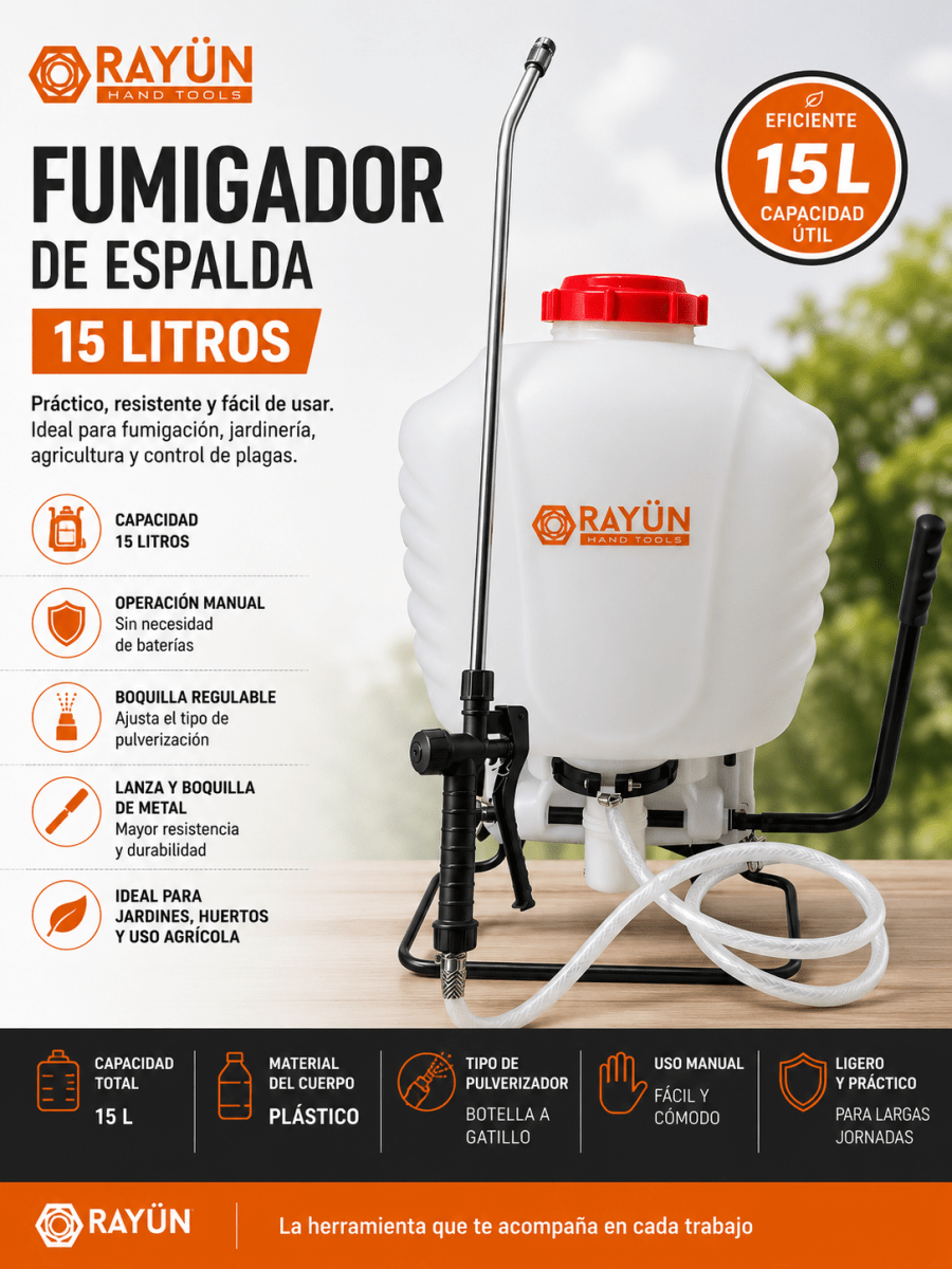 Fumigador de Espalda Manual 15 Litros Rayun Blanco1