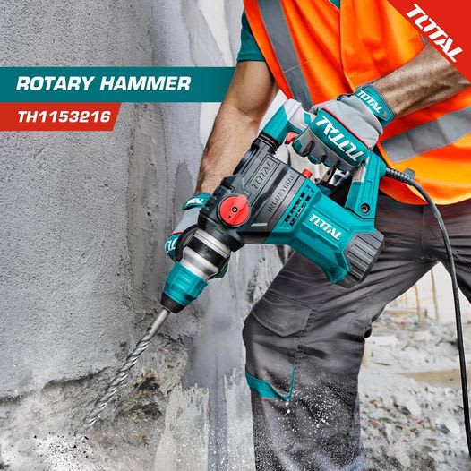 ROTOMARTILLO 1500W SDS-PLUS + 3 BROCAS + PUNTO + CINCEL+ ESCOBILLA TOTAL TOOLS TH11532161