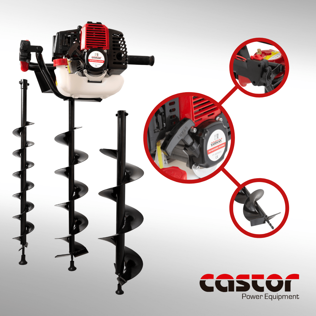 Barreno Ahoyador Castor 2.1 HP Modelo GD520 – Perforador de Tierra a Gasolina para Postes y Cercos | Ferramak Chile1