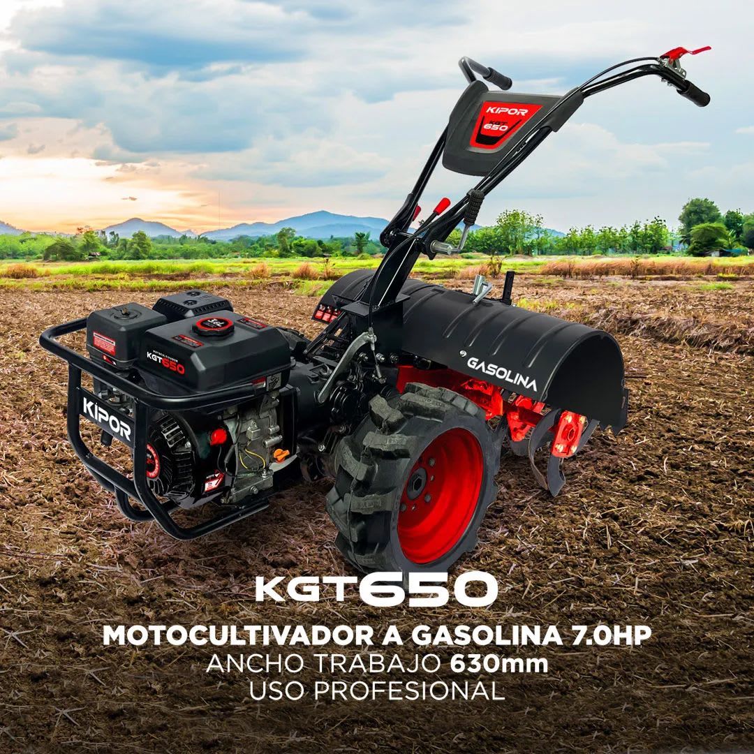 Motocultivador Kipor 7HP Bencinero con Implementos – Arado + Rotovator1