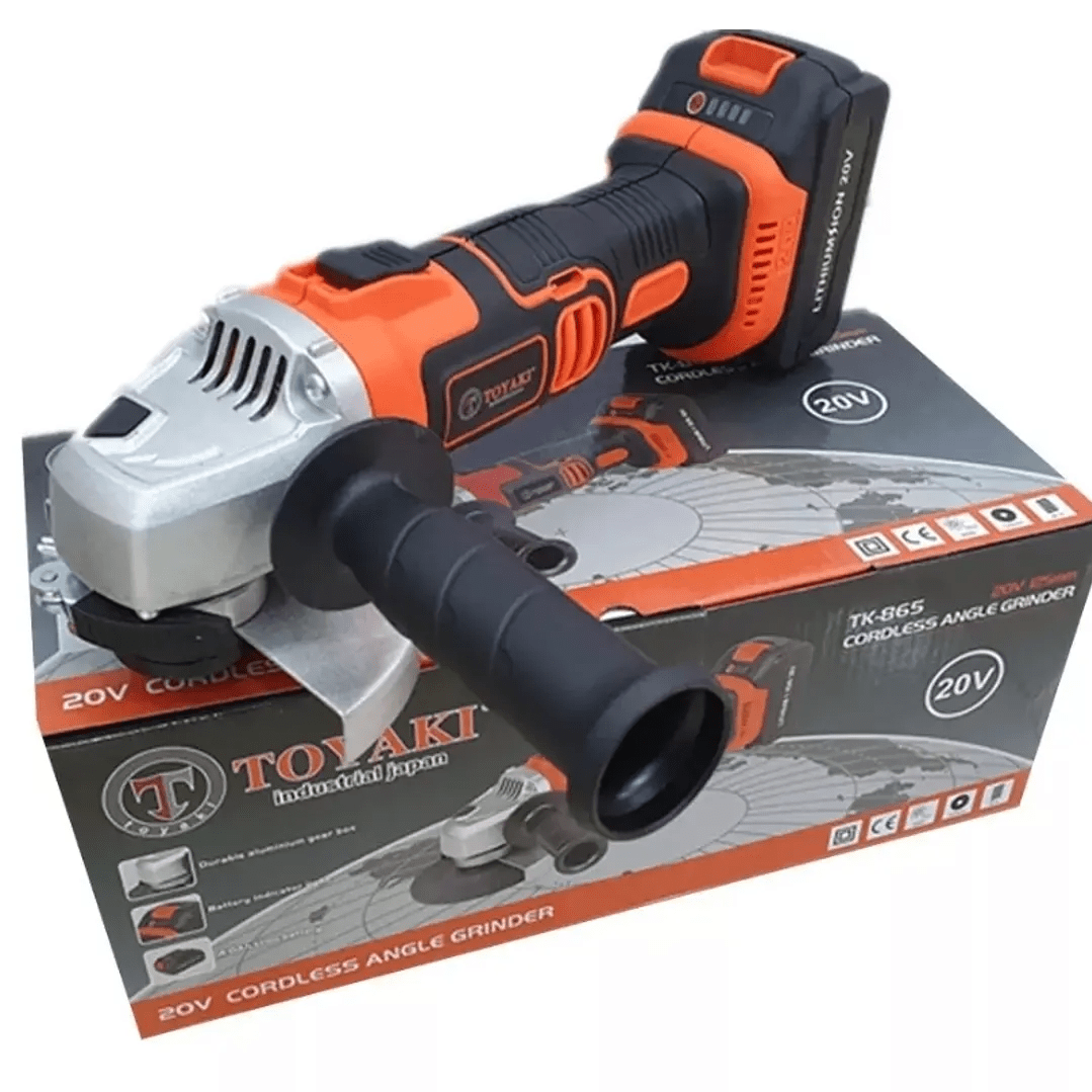 Esmeril Angular Inalámbrico Toyaki 125mm 20V – Recargable y Portátil para Corte y Desbaste