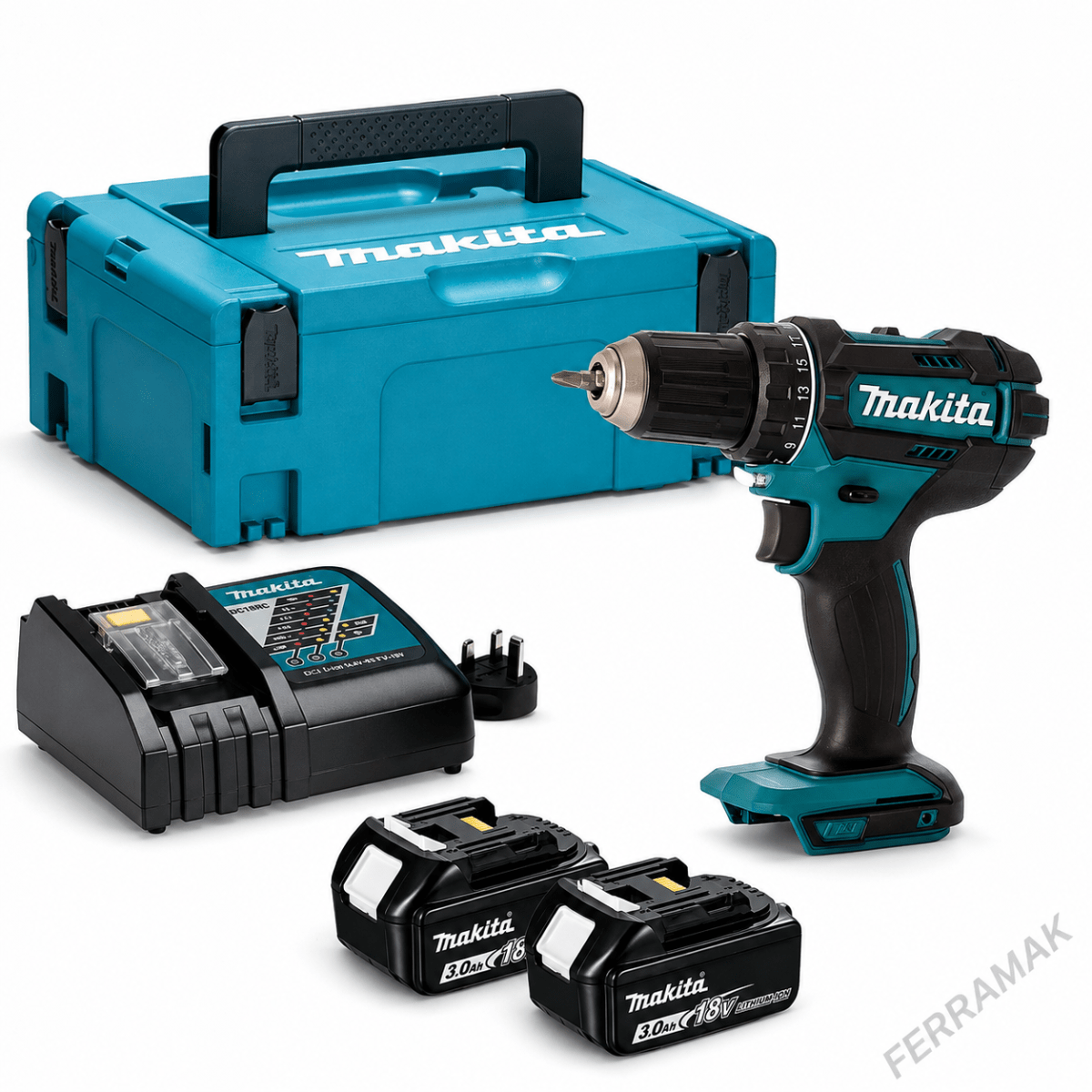 Taladro Atornillador Inalámbrico 18V Makita  + 2 Baterías 3Ah1
