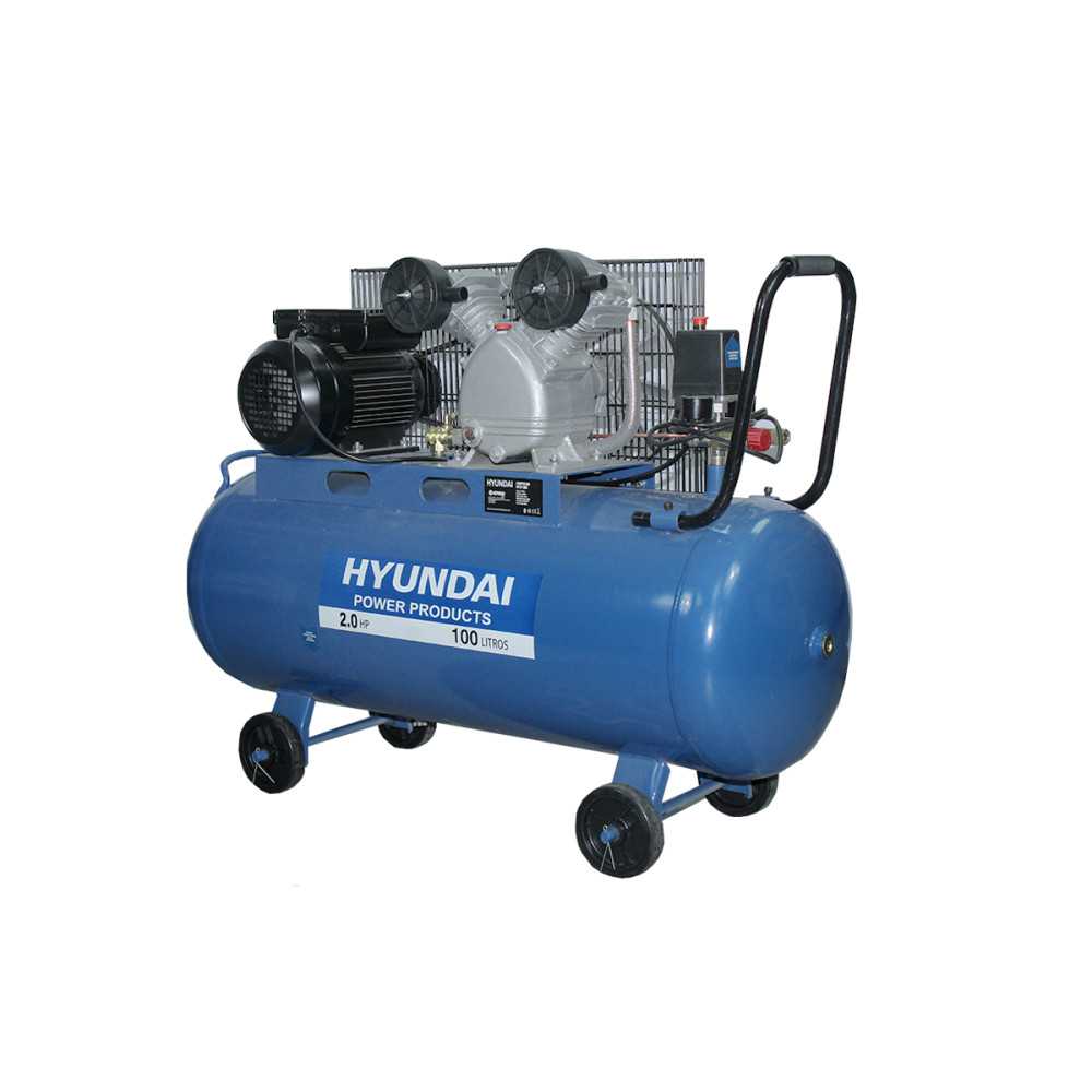 Compresor de Aire Hyundai 2HP 100L 115 PSI Monofásico con Correa2