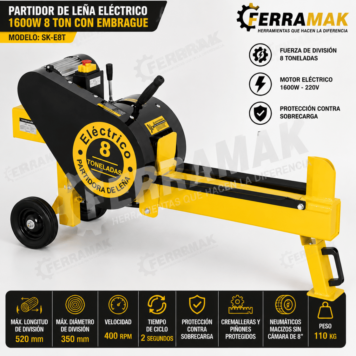 Partidor de Leña Eléctrico 1600W 8 Ton1