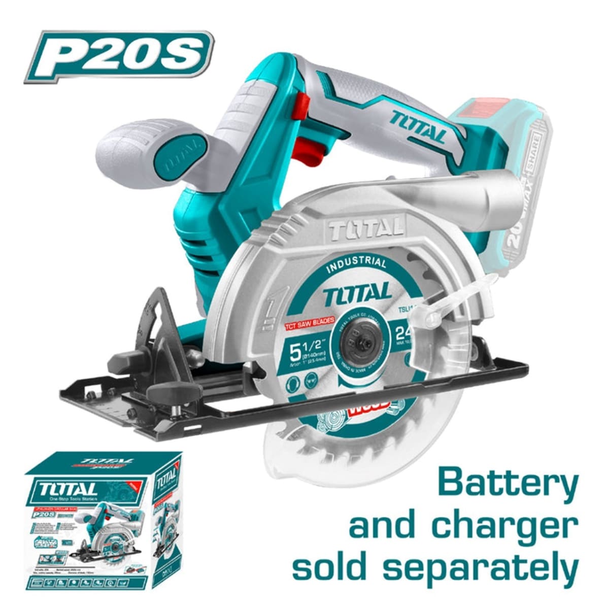 Sierra Circular Inalámbrica 20V 140MM Sin batería ni cargador. Total Tools TSLI14011