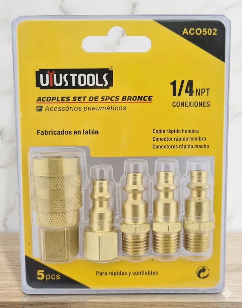 Kit Jgo Accesorio Acoples Rapido P/ Compresor 5pcs1