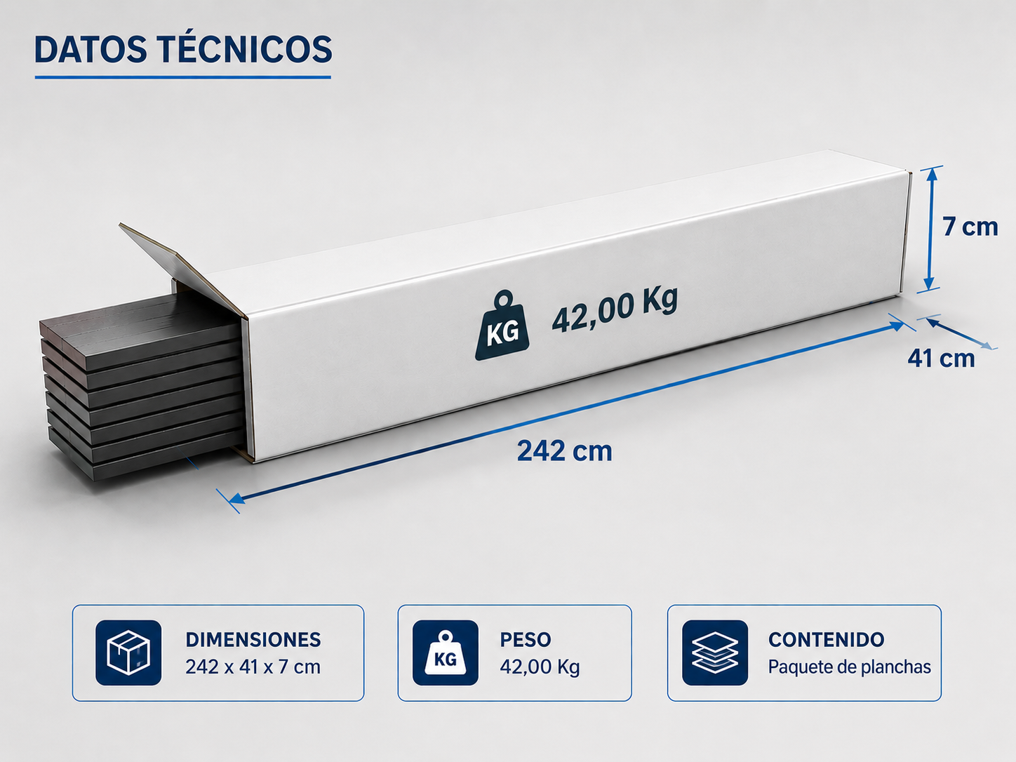 Dibujo técnico empaque y medidas de caja